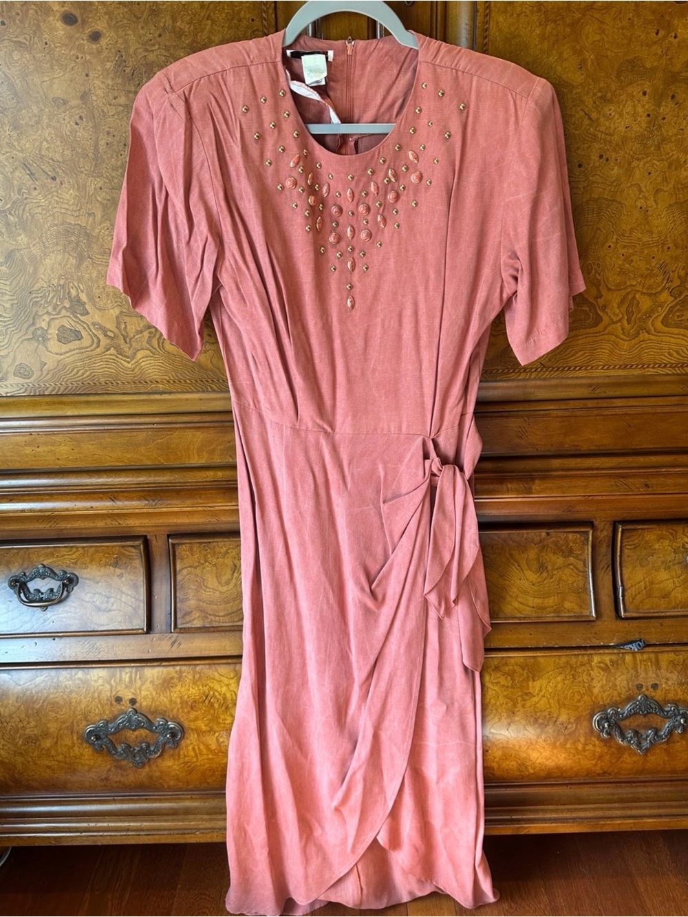 Vintage Scarlett Women’s Pink Embellished Midi Dress Size 6 Made in USA